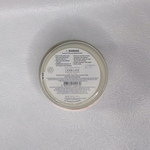 Bath & Body Works Cider Lane 3 Wick Candle 14.5oz - Picture 3 of 3